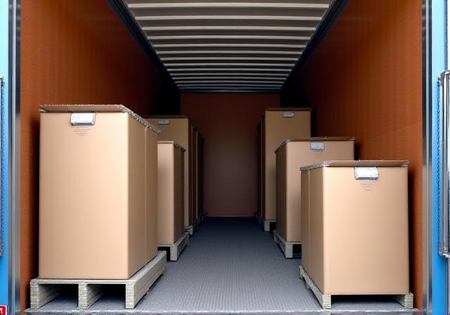 Stacked boxes in a delivery truck