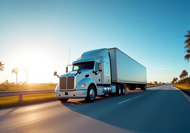 Large transport truck on highway